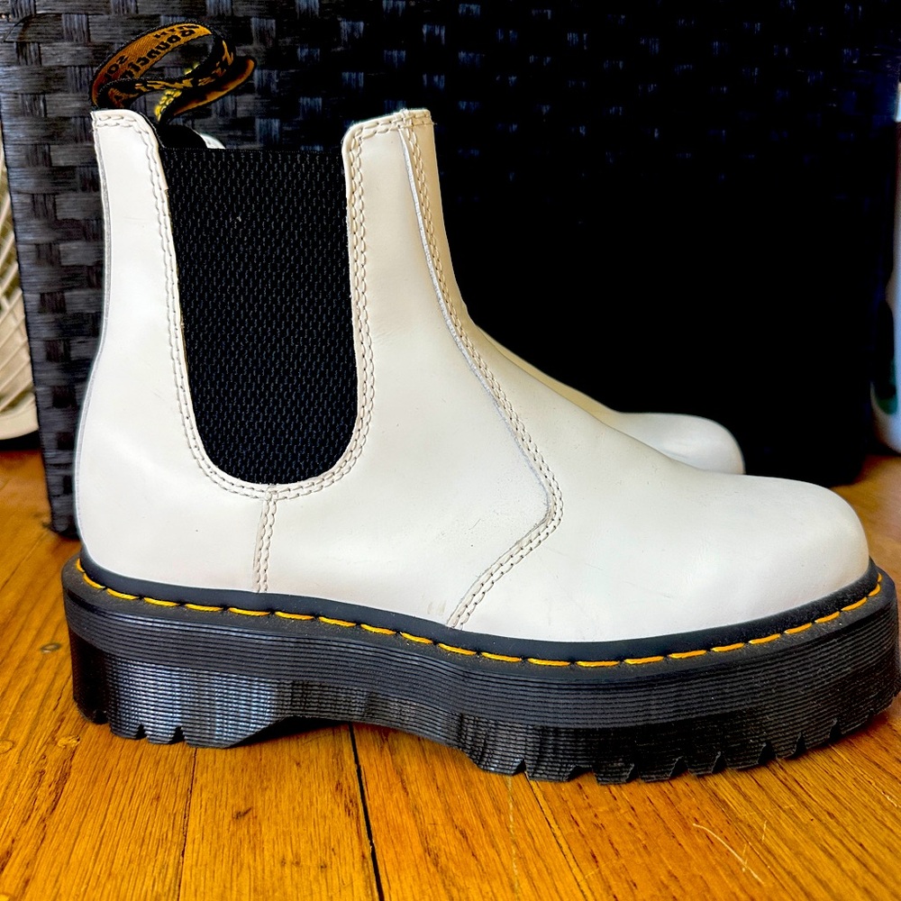 Doc Martins. White slip on platform. Size10